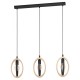 Lampara colgante de madera y color negro de 3L