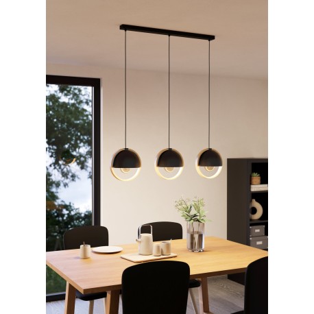 Lampara madera y negra 3L