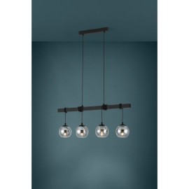 Lampara colgante de cristal negro 4L