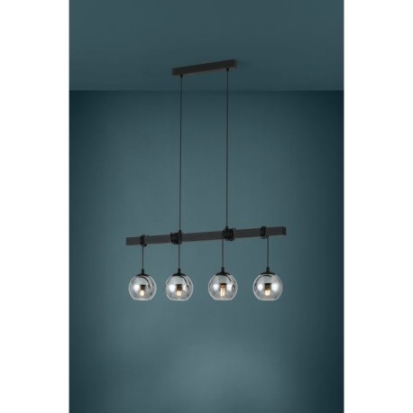 Lampara colgante de cristal negro 4L