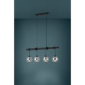 Lampara colgante de cristal negro 4L