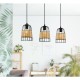 Lampara de tres luces de Rattan