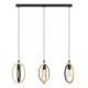 Lampara colgante de madera y color negro de 3L