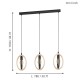 Lampara colgante de madera y color negro de 3L