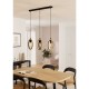 Lampara colgante de madera y color negro de 3L