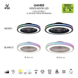 Ventilador GAMER de 40+20w con RGB