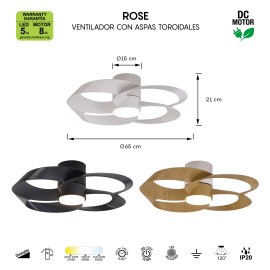 Ventilador ROSE 20W 3 colores Ø65cm